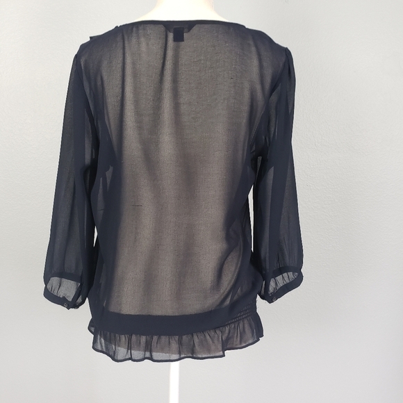 BANANA REPUBLIC Sheer Pleated Detail Blouse Sz M - Picture 5 of 8
